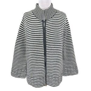 Talbots Plus Sweater Jacket  3X Vtg Nautical Stripe Wool Angora
